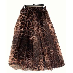 Noeline Mesh Tulle Leopard Skirt w/ Elastic Waist - OS